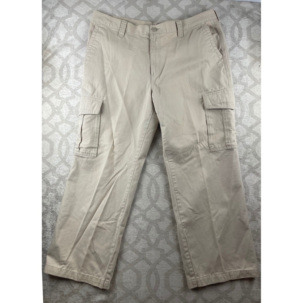 Old Navy Favorite Khakis Mens 38x30 Khaki Cargo Pants 100% Cotton Straight Leg
